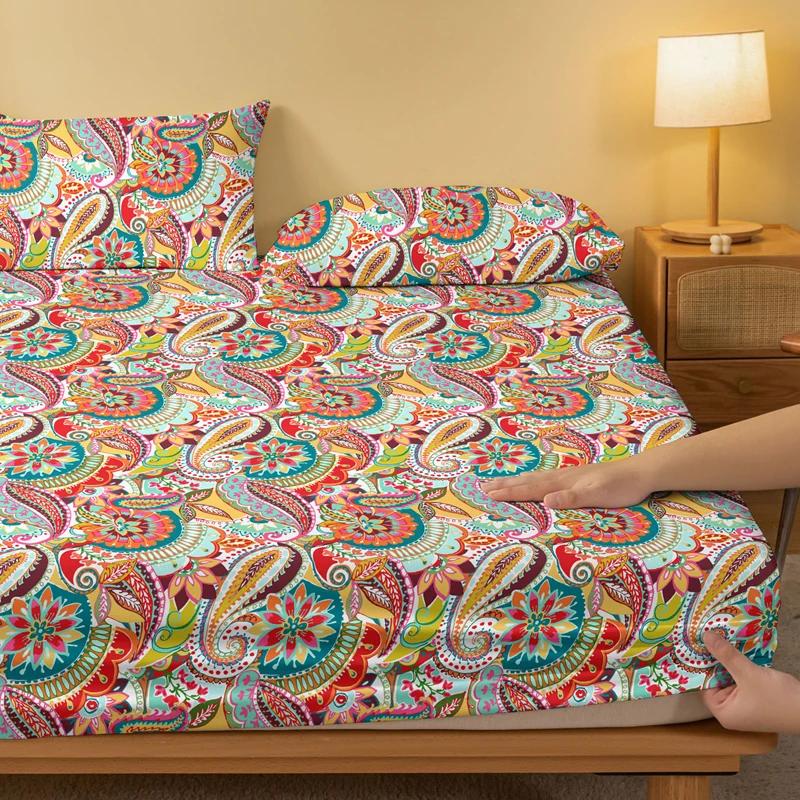 1 Матовая простыня с богемным узором, Принт для спальни, Покрывало, Постельное белье (Исключая наволочки)