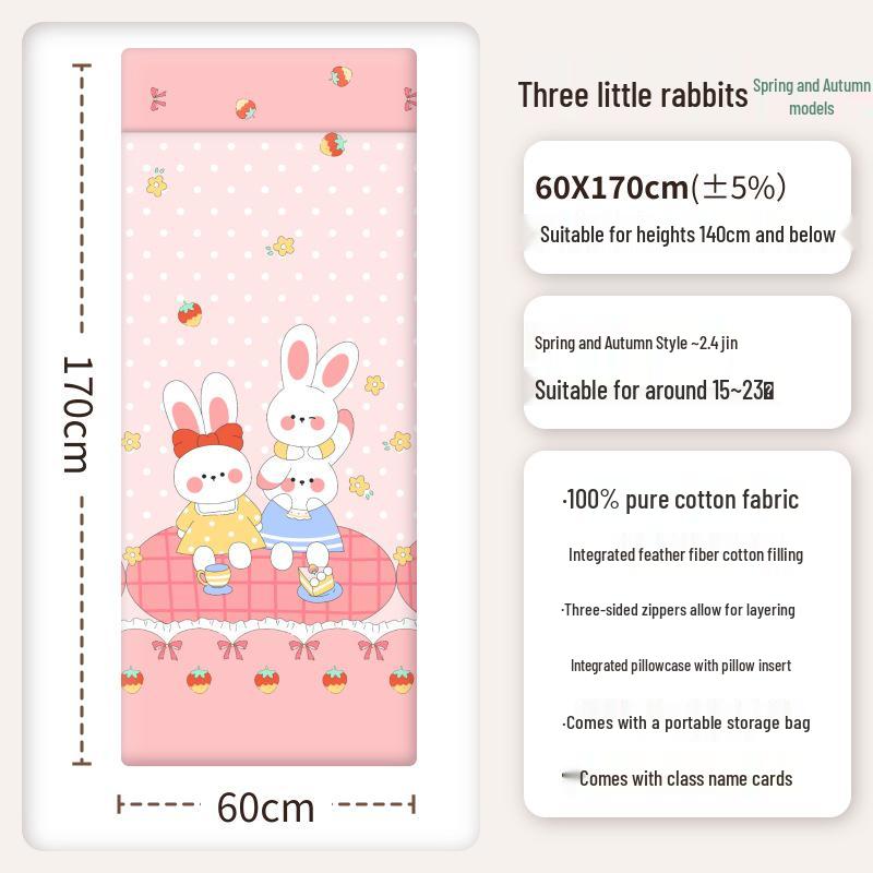Portable Cotton Quilted Kids' Nap Bag with Anti-Kick Quilt, Customizable