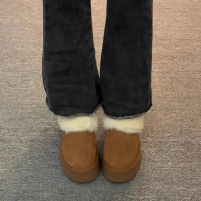 Обувь для женщин коричневые женские зимние сапоги полусапожки меховые ботильоны с круглым носком замшевые шикарные элегантные предложение зимняя обувь нескользящая мягкая