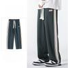 Spring and Autumn Men's New Vintage Side Strip Stitching Loose Straight-Leg Sports Trousers