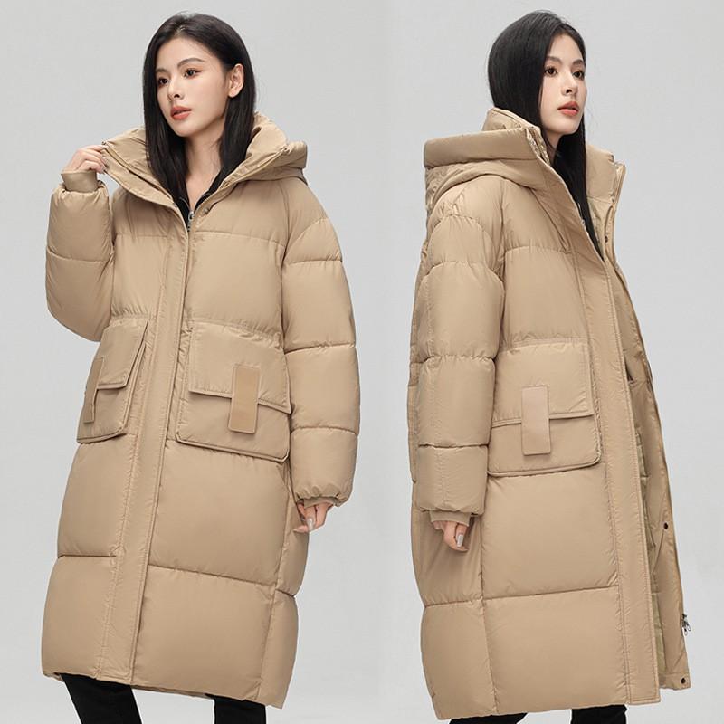 Womens Thick Warm Cotton Padded Coat Mid-Length Hooded Winter Jacket Loose Fit Casual Style
