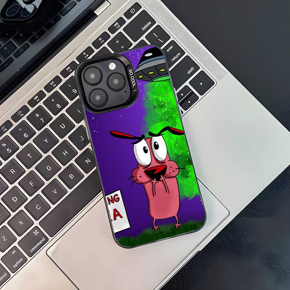 Чехол для телефона Courage The C-CowardlyS Dog для iPhone 17,16,15,14,13,12,11,Pro,XS,Max,Plus,Mini,SE4,E Черный Матовый Ударопрочный Чехол