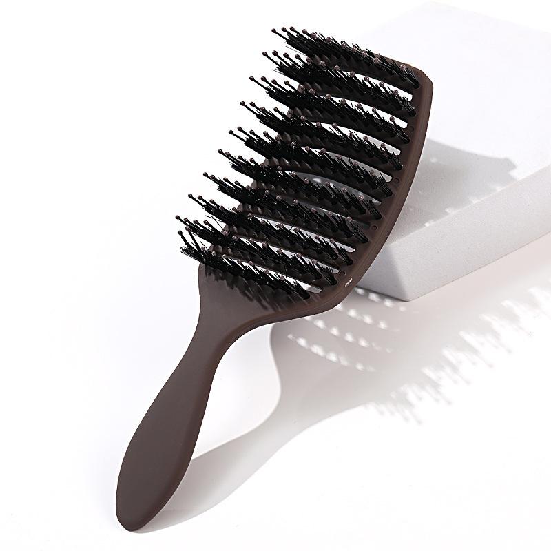 Anti-Static Curved Comb for Women's Curly Hair - Wide Teeth & Massage Bristles