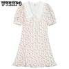 Повседневное платье Платье с кукольным воротником и объемными рукавами Милое женское темпераментное тонкое короткое платье с открытой вилкой и цветочным принтом