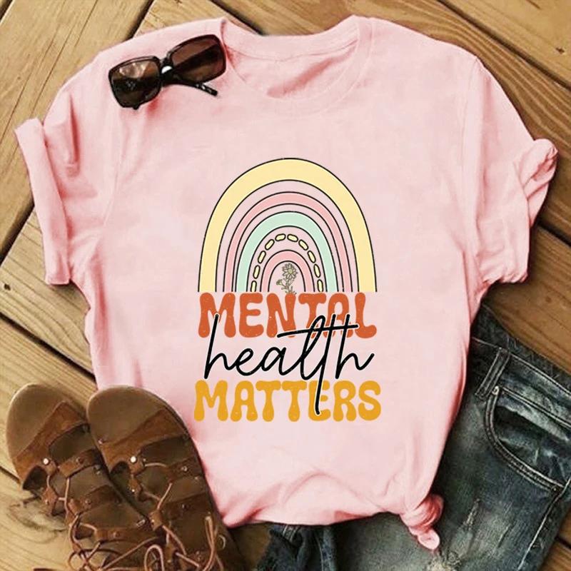 Mental Health Matters Футболка Мужская Женская Футболка Косплей Одежда Уличная Футболка Топы Больших Размеров