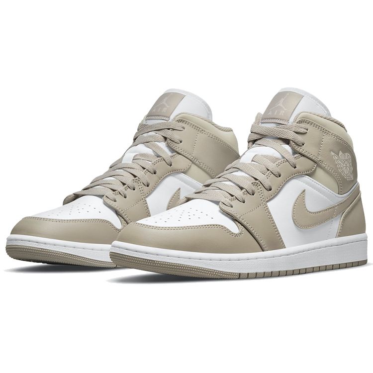 Мужские кроссовки Air Jordan 1 Mid College Grey Light-Bone White 554724-082