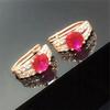 585 Purple Gold Plated 14K Rose Gold Inlaid Crystal Ruby Earrings For Women Classic Elegant Unique Charm Engagement Jewelry Gift