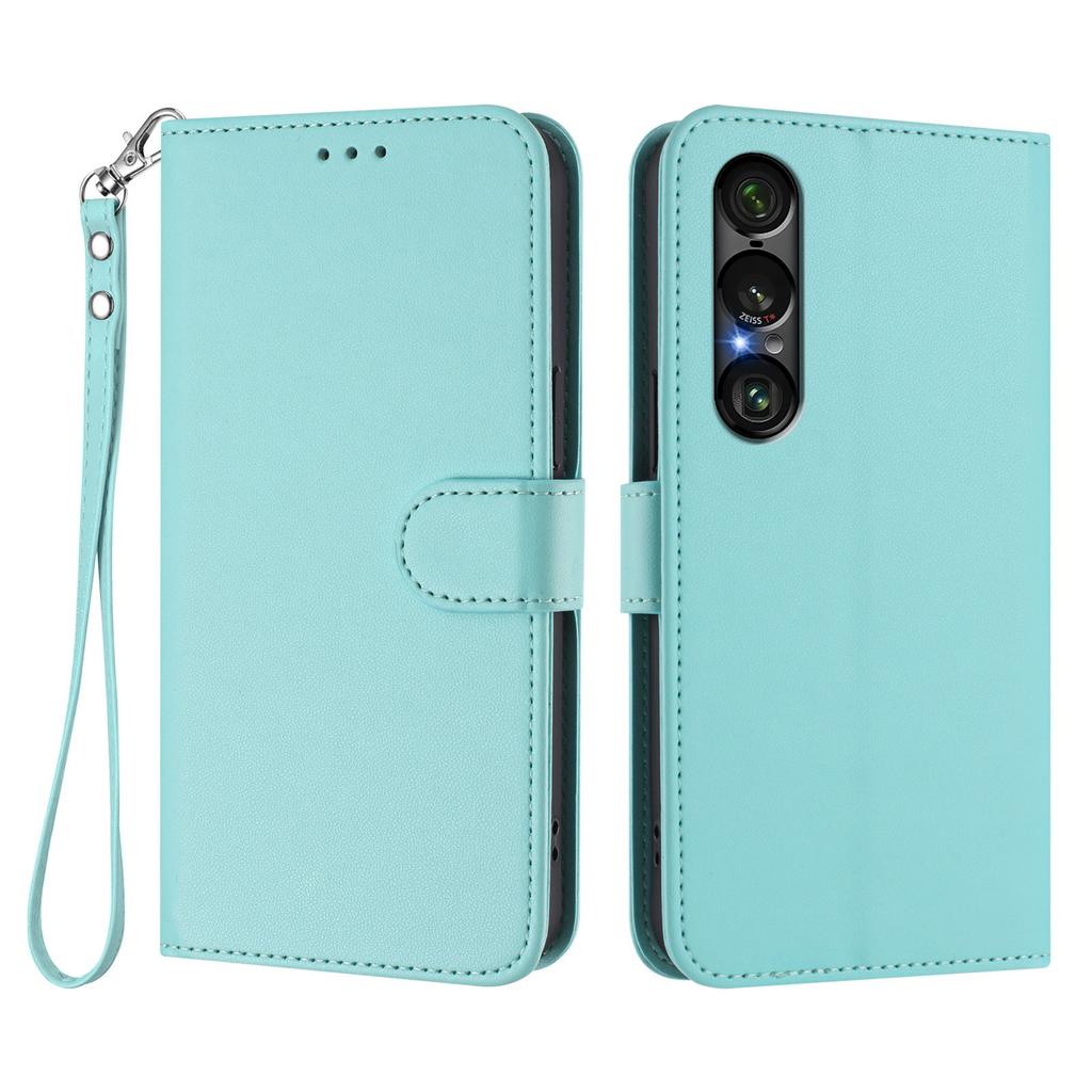 For Sony Xperia 1 VII Leather Case Wallet Stand Phone Cover with Wrist Strap