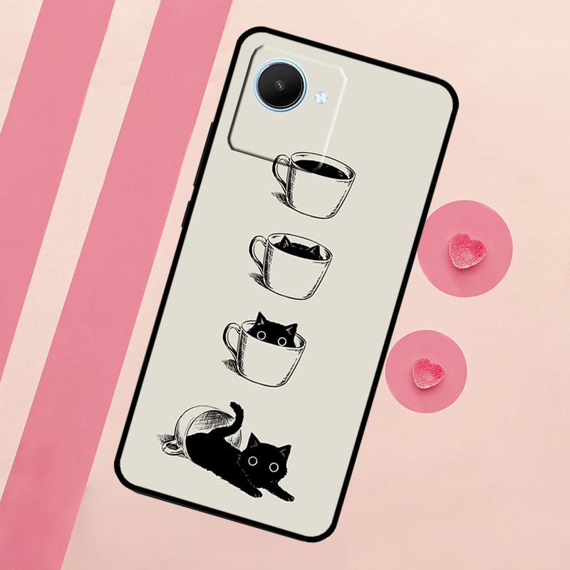 Black Cats Ink Cute Pet Witch Art Case For Realme GT Neo 5 3T 2T 9 11 10 Pro Plus C11 C15 C21Y C25S C30 C31 C33 C35 C53 C55