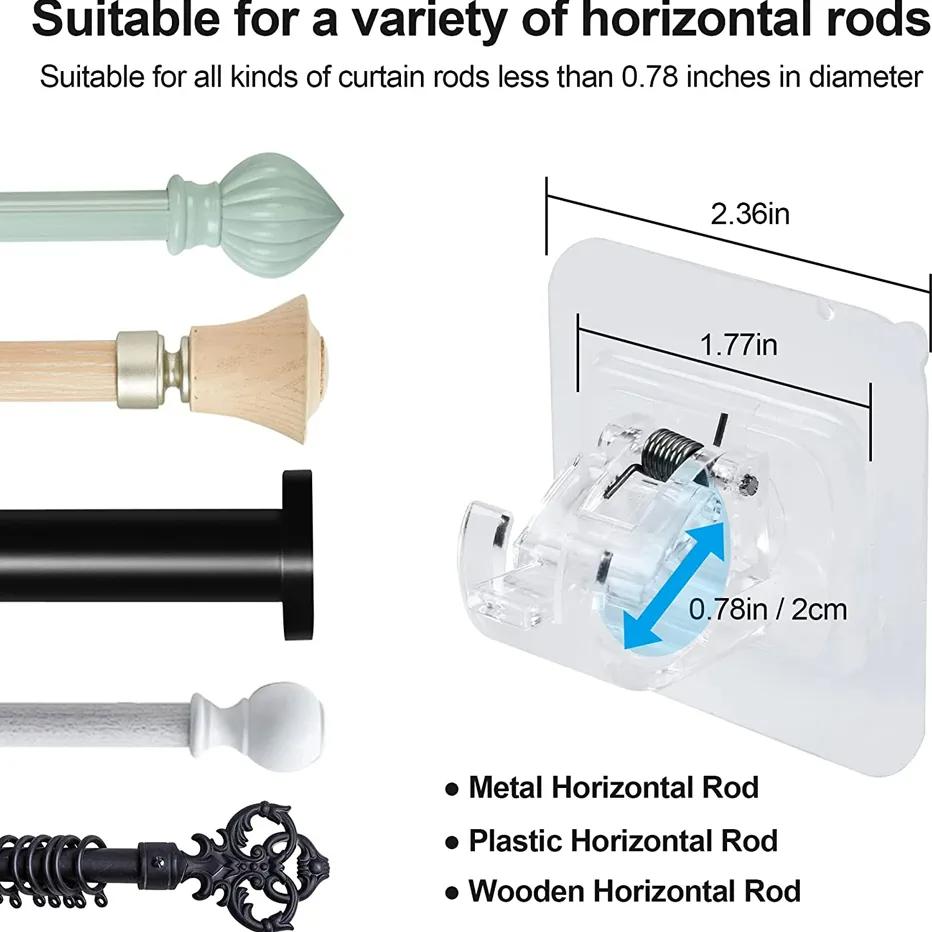 2/4/6 шт. кронштейн для карниза без дрели, самоклеящийся держатель для карниза, крючки, регулируемый крючок для карниза без гвоздей, аксессуар для дома