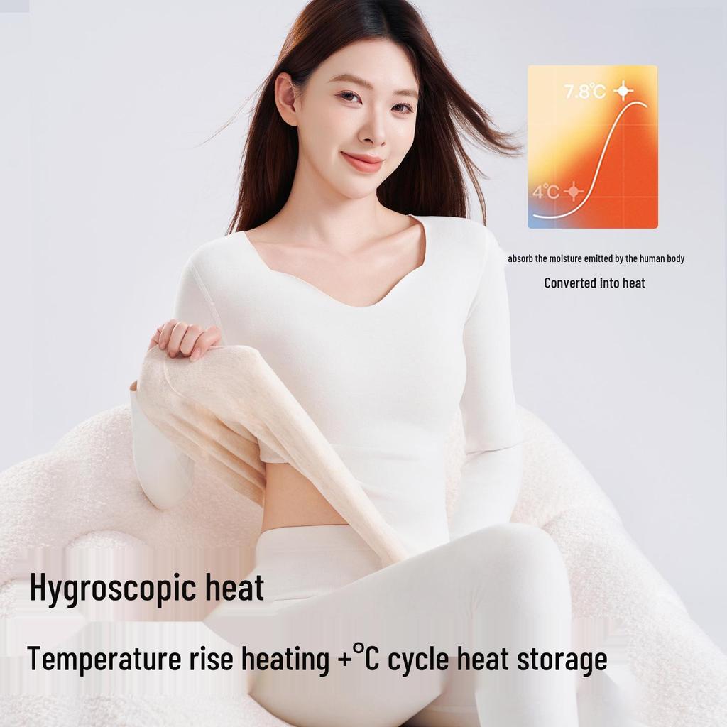 Women's 2025 Seamless Fleece-Lined Antibacterial Turtleneck & Pants Set - Warm Winter Long Johns