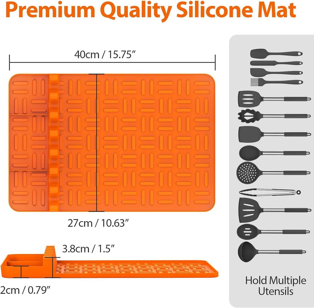 Silicone Griddle Tools Mat for Blackstone,Spatula Mat with Drip Pad Grill Mat,Side Shelf Mat for Blackstone Food Grade Grill BBQ