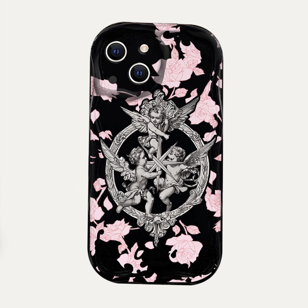 Ретро Купидон Ангел 3D Волна Чехол для Телефона Для iPhone 17 Air 16 15 14 13 12 11 Pro Max Plus Mini SE Ударопрочный Силиконовый Задний Чехол