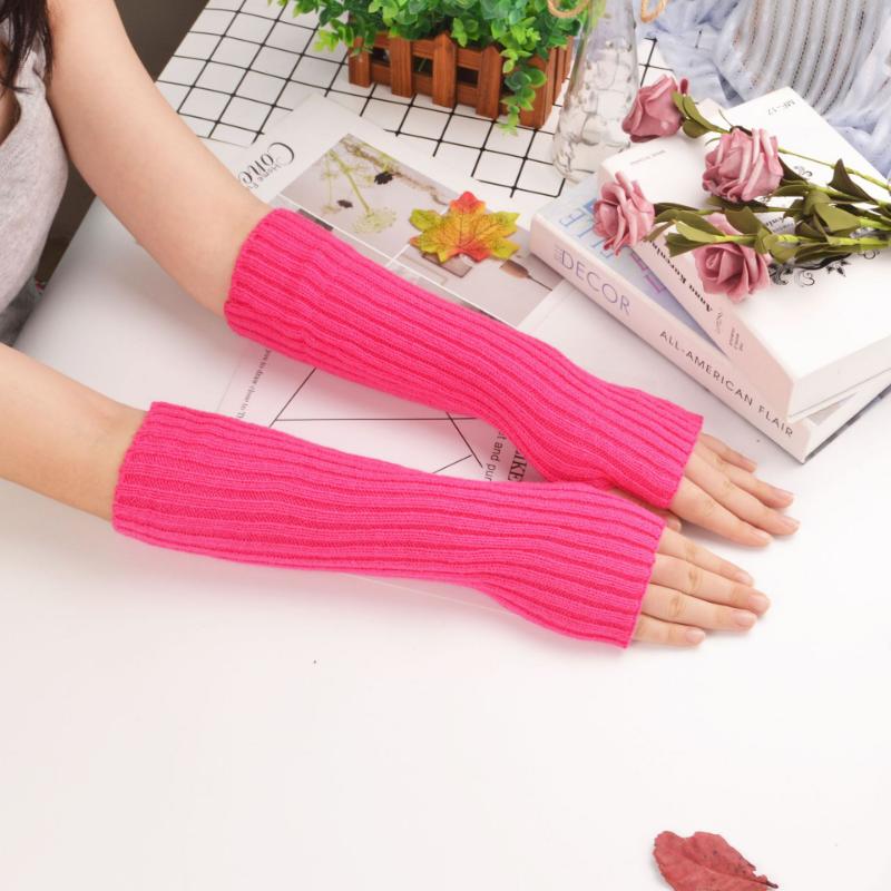 Winter New Women Fashion Gloves Warm Soft Arm Sleeve Fingerless Mitten Mittens Adult Colors Knitted Arm Warmer Female Gloves