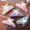 Large Starfish Hair Grab Colorful Acrylic Shark Clip Personalized Pearl Hair Claw  Girls