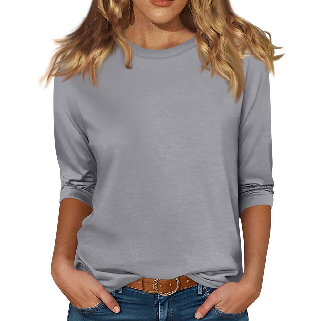 Женская бархатная рубашка с круглым вырезом и рукавом 3/4, верхняя одежда