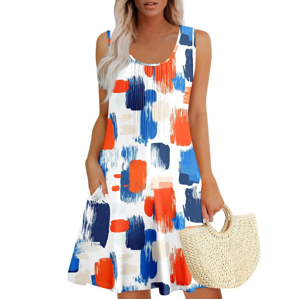 Женский повседневный сарафан с карманами, летнее пляжное платье в стиле бохо, праздничные платья для женщин, платья-майки