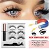 Новинка, 3 пары обычных магнитных ресниц, 5 магнитов, 3D набор норковых ресниц с подводкой для глаз, пинцет, натуральные накладные ресницы