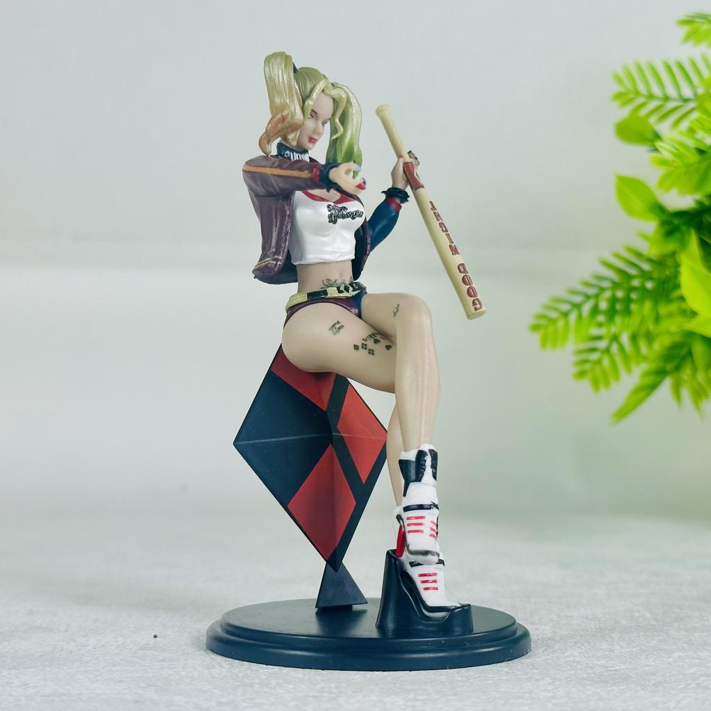 Фигурка Харли Квинн Хищные Птицы Сидячая Поза С Бейсбольной Битой Аниме Фигурка Коллекционная Декор Кожаная Куртка Алмазное Основание