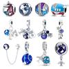 Fit Fashion 925 Original Bracelets 925 Silver Blue Astronaut Aircraft Travel Charms Beads Pendants For Women Fashion Diy Jewelry