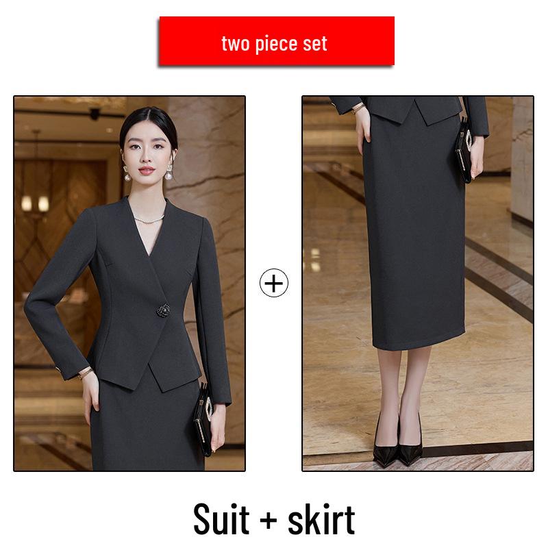 Elegant Apricot Women's Blazer Set: Chic Street Style, High-End Professional Suit
