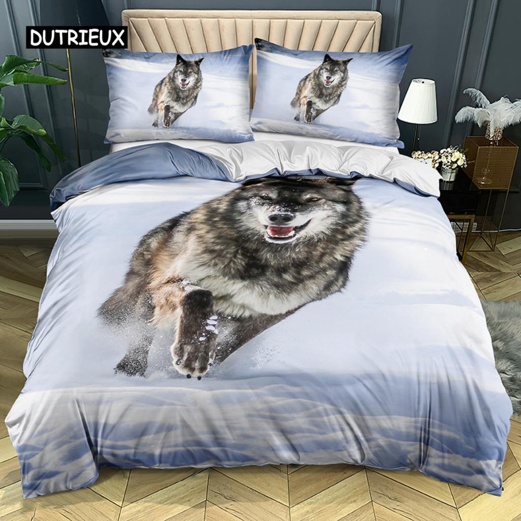 3D Wolf Bedding Collection Black White Dreamcatcher Tribal Nationality Style Duvet Cover For Teens Adults Women Men Bedroom Decoration