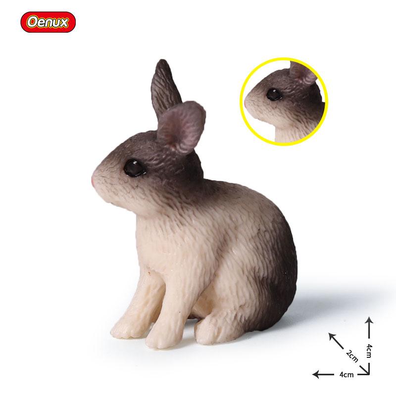 Oenux Lovely Farm Rabbit Bunny Model Action Figure Figurine Wild Desert Cottontail Hare Cute PVC Decoration Education Kid Toy