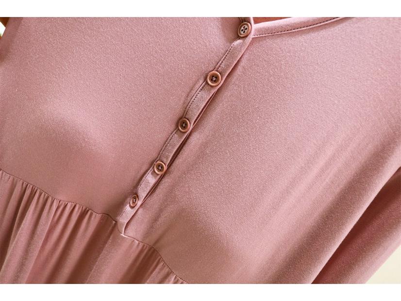 Женское модальное платье с длинным рукавом и расклешенным подолом с нагрудными подушечками - Большой размер, повседневное для весны, лета, осени