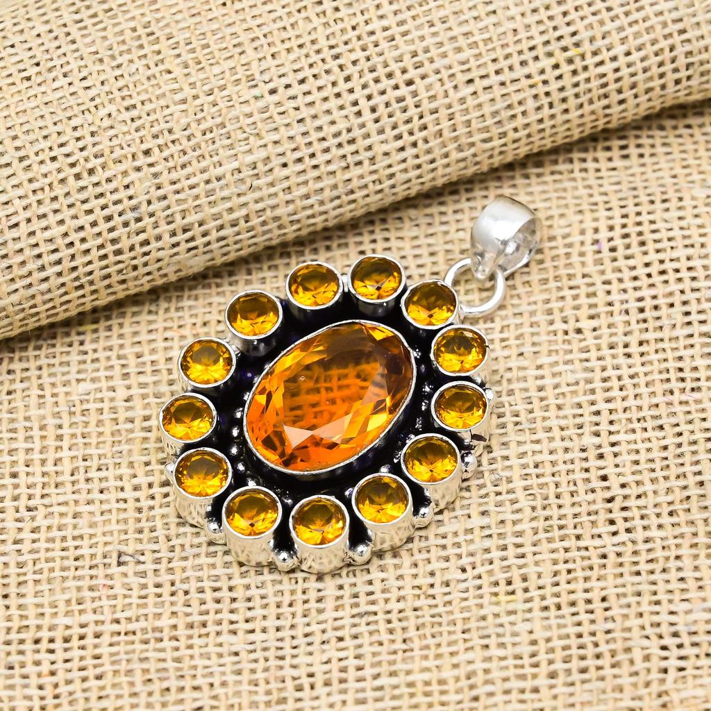 Медовый топаз драгоценный камень ручная работа 925 стерлингового серебра кулон духовное ювелирное украшение подарок для нее