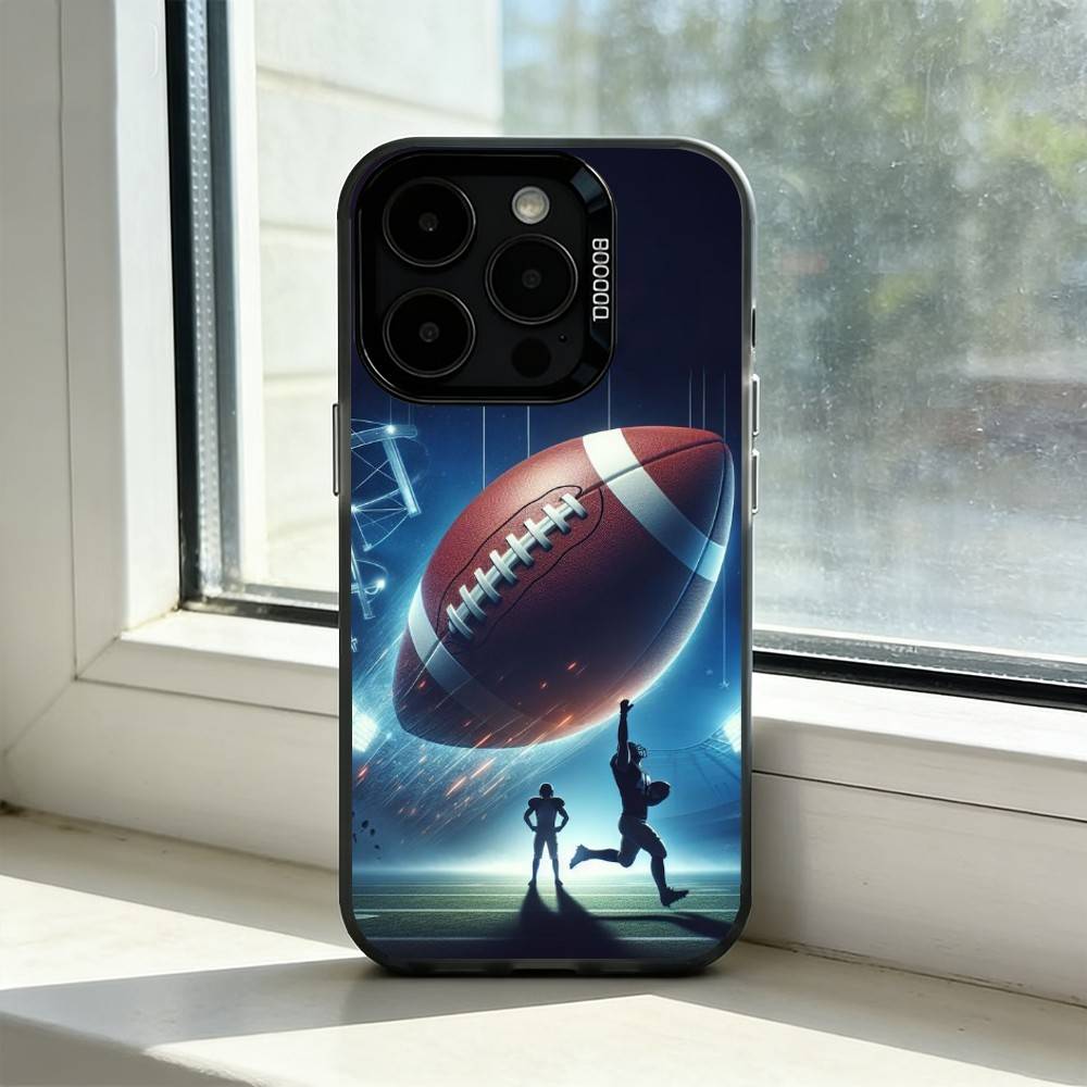 American Football Sport Phone Case For iPhone 17,16,15,14,13,12,11 Plus,Pro Max,XS,Colorful Silver Black Cover