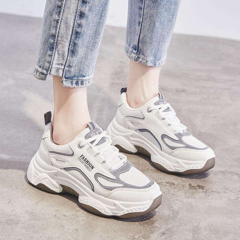 Осенние новые универсальные белые кроссовки для бега и путешествий для студентов, модные кроссовки на платформе для женщин, весна