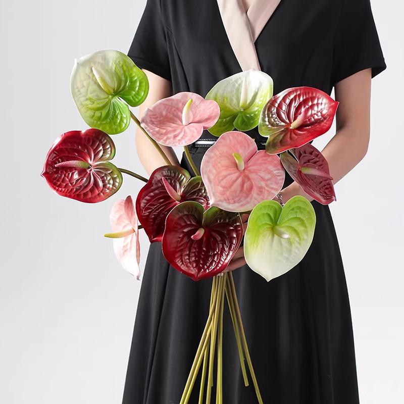 1/5/10Pcs Artificial Palm Flamingo Palm Silk Flower Wedding Flower Arrangement Long Branch Fake Flowers Home Wedding Decoration