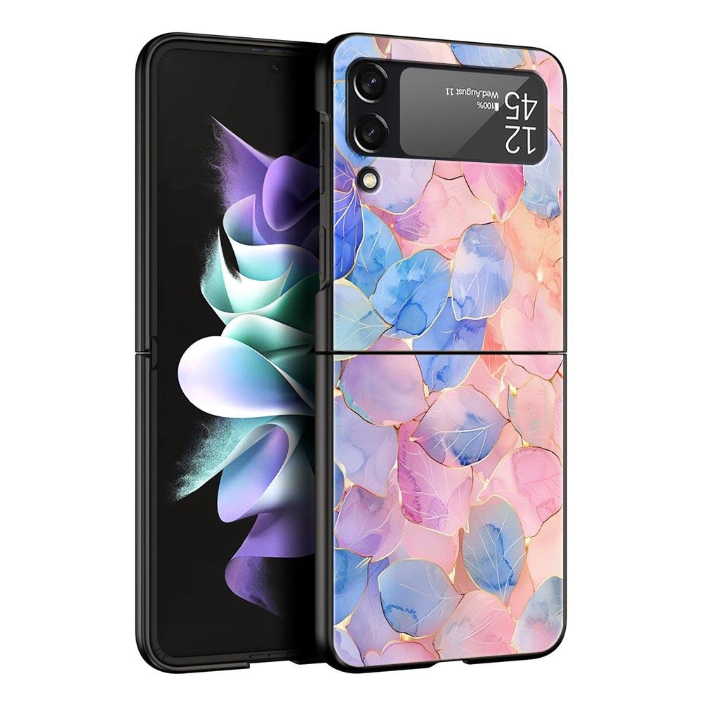Чехол для телефона Samsung Galaxy Z Flip 3 4 5 6 Складной Черный Корпус Красивый Розовое золото Арт Для Samsung Z Flip4 Flip5 ПК Жесткая Крышка
