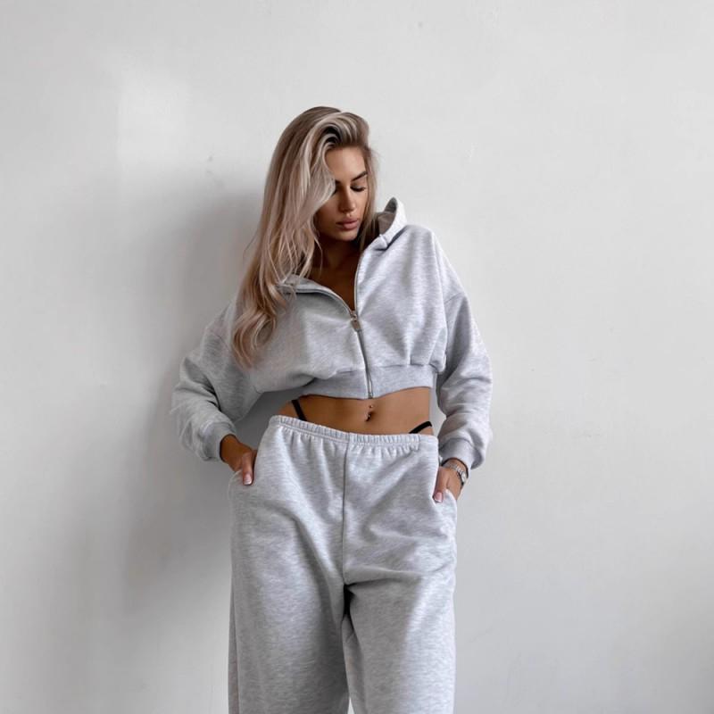 Womens Casual Solid Color Hooded Long Sleeve Sweatshirt Elastic Waist Jogger Pants 2-Piece Set