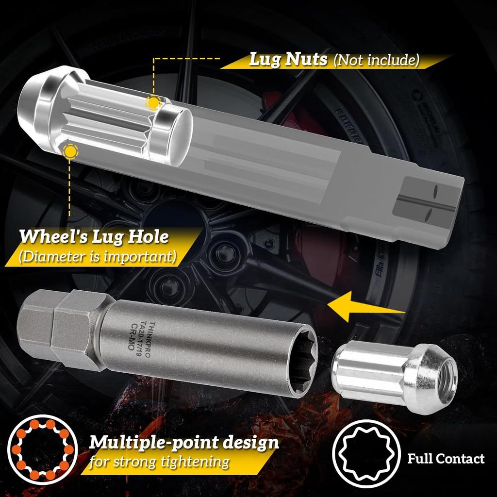 10 Spline Lug Nut Socket,Replacement For Ta20 17/19 10 Spline Lug Nut Key,Dual Drive 10 Point Wheel Lock Key,Compatible With Bimecc 10 Point Socket.