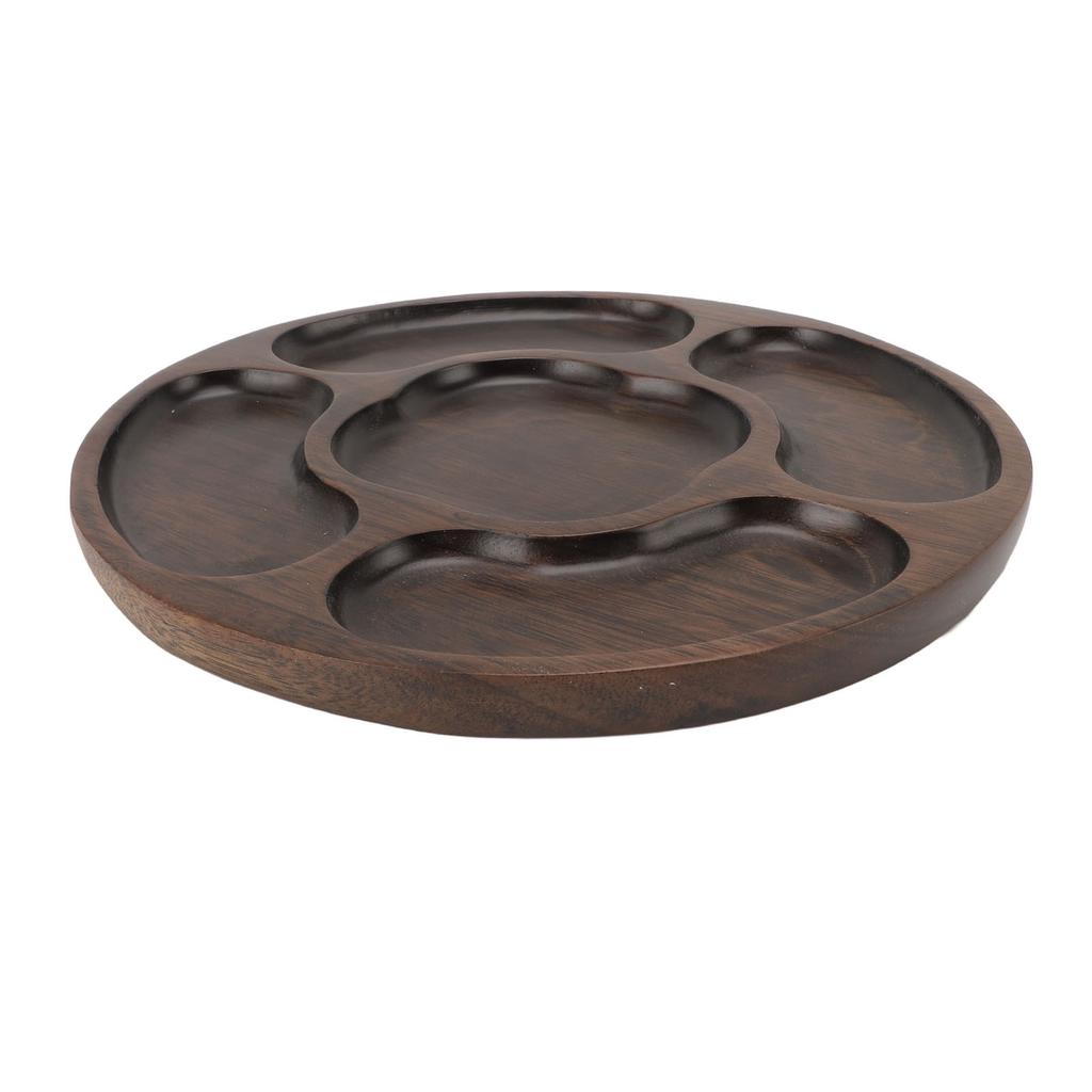 Деревянный поднос Разделенный сервировочный поднос для закусок, снеков, овощного ассорти, декоративное секционное блюдо для вечеринки, шведского стола B