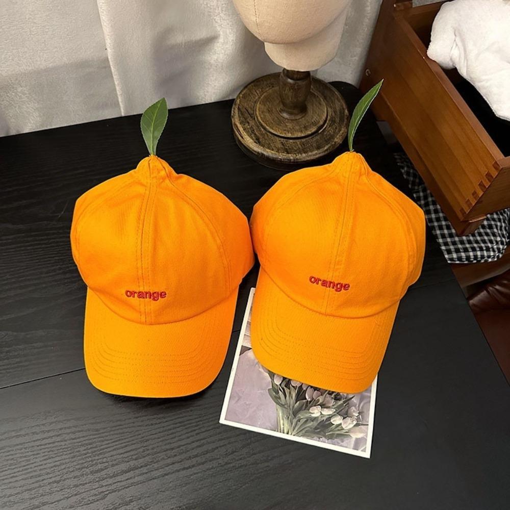 Cotton Orange Baseball Cap Peaked Creative Orange Cap Versatile Embroidered Letter Hat  Street