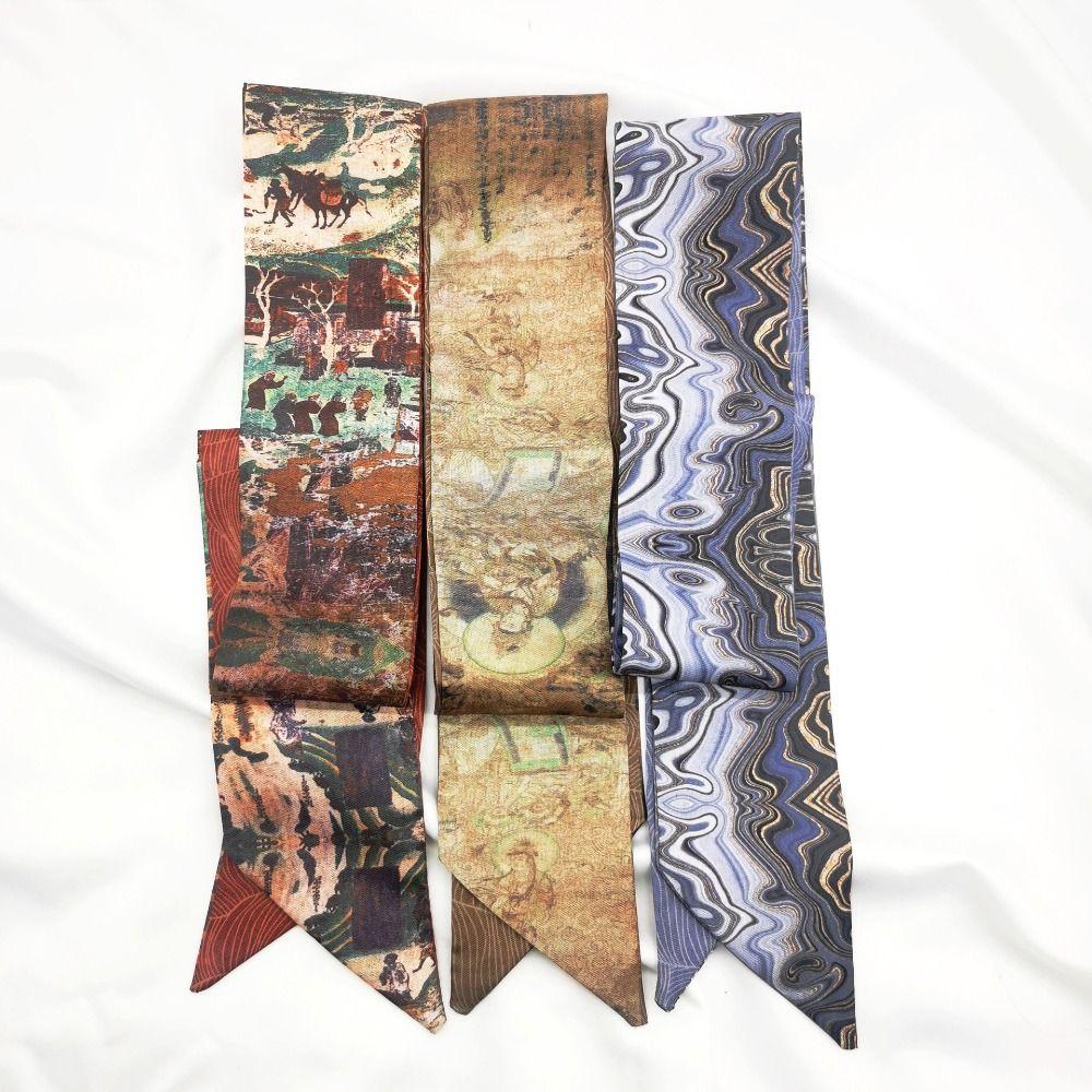 Ленточные платки для головы Цветочная лента для волос Шарф Ретро Галстук-бабочка для волос