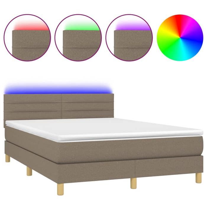 Maison Exclusive - Sommier à lattes de lit avec matelas LED Taupe 140x200 cm Tissu