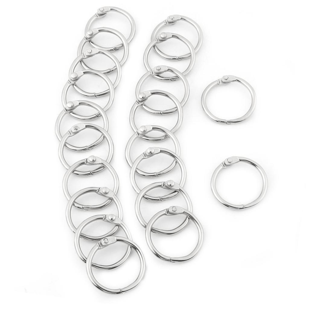 20PCS Metal Hinged Ring Book Binder Split Key Rings Album Scrapbook Loose Leaf Clip (25mm)