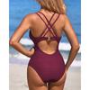 CHARMLEAKS Женский цельный купальник крючком с глубоким V-образным вырезом и ремешками, купальный костюм, Монокини, купальник