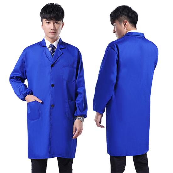 Мужской пылезащитный длинный/короткий рукав, пуговицы, карманы, складской лабораторный халат, рабочая одежда