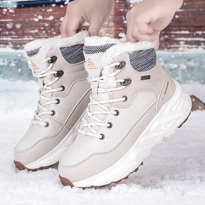 TUINANLE Мужские высокие водонепроницаемые хлопковые кроссовки Женская обувь с теплой вельветовой подкладкой для зимнего использования на открытом воздухе
