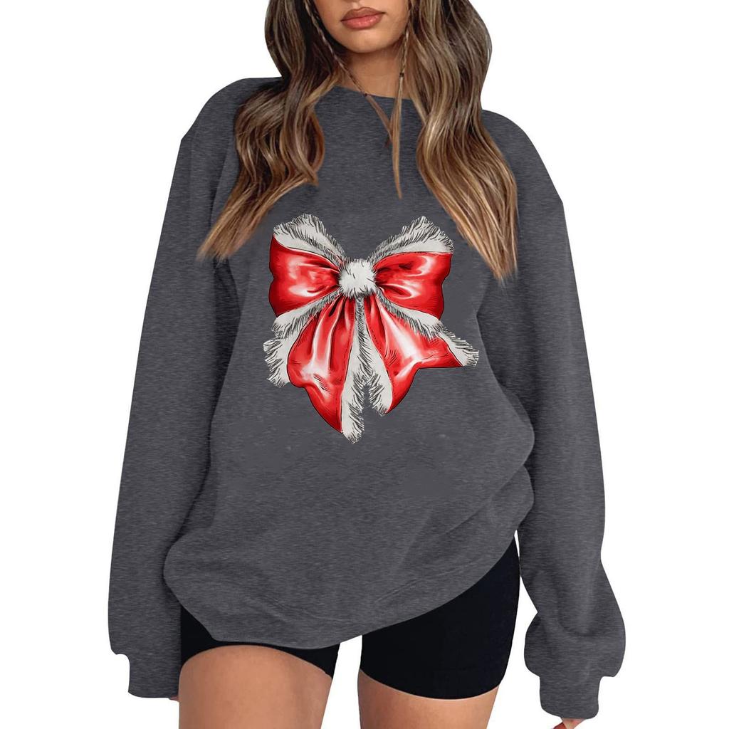 Women's Casual Round Neck Long Sleeved Pullover,Christmas Printed Top, Long Sleeved Hoodie