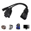 10Amp 3Pin Male IEC320 C14 To Double C7+5-20R To US Standard 3Prong Plug Outlet Power Cord Splitter 0.32Meter