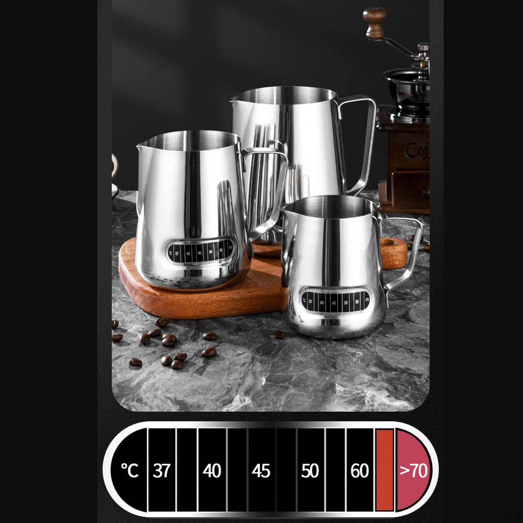 Kitchen Milk Frothing Pitcher with Ergonomic Handle, Multifunctional Mug, Latte Art Tool,