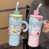 Large Capacity Tumbler with Handle Lid Straw Cute Cat Thermos Cup Stainless Steel Water Bottle Outdoor Travel Coffee Mug Gift