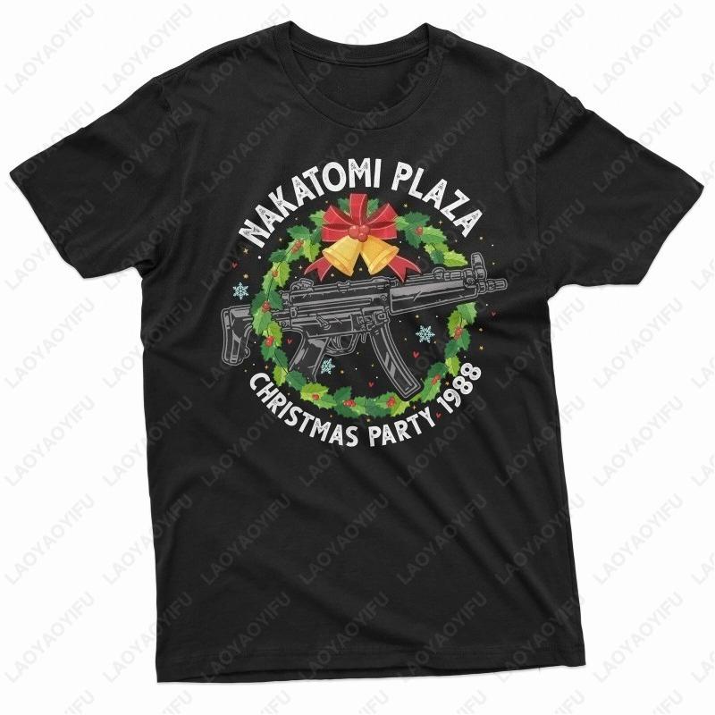 Fashion Unisexs Nakatomi Plaza Oneck Shirt Vintage Christmas Party 1988 Graphic TShirt Funny Christmas Movie Unisex Cotton Tees
