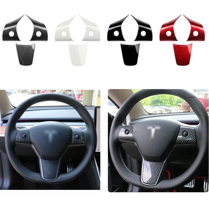 Для рулевого колеса Tesla Model 3 Model Y Накладка из ABS Углеродное волокно Матовая Для Tesla 2022/2023 Модифицированный аксессуар для интерьера Worldmu