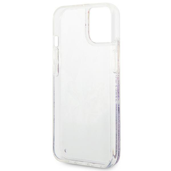 Etui do iPhone 14 Plus Guess Flower Liquid Glitter Fioletowy